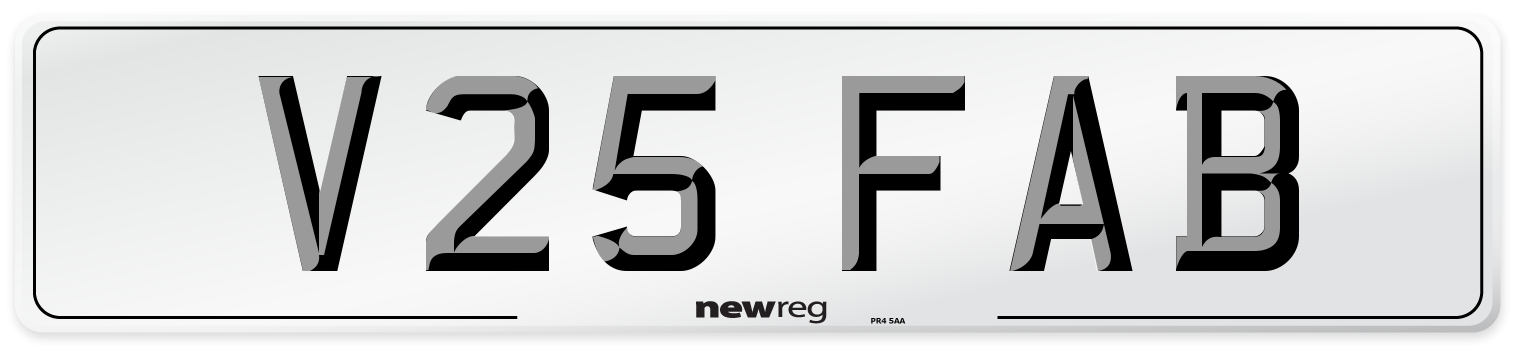 V25 FAB Number Plate from New Reg